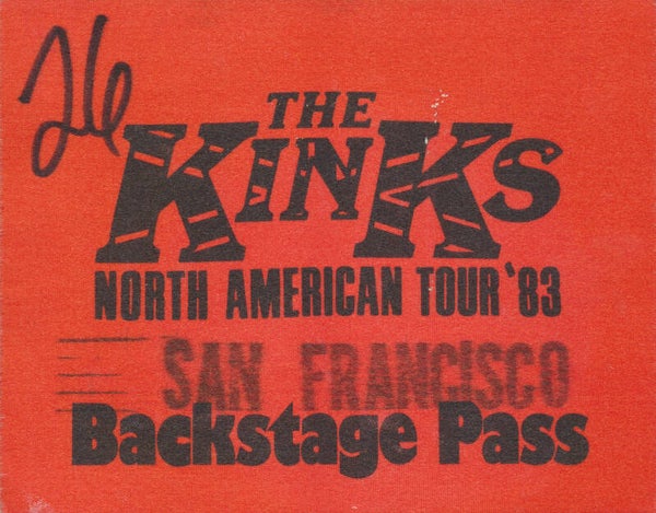 The Kinks - North American Tour '83 - San Francisco - 1983 [USA] - Backstage Pass