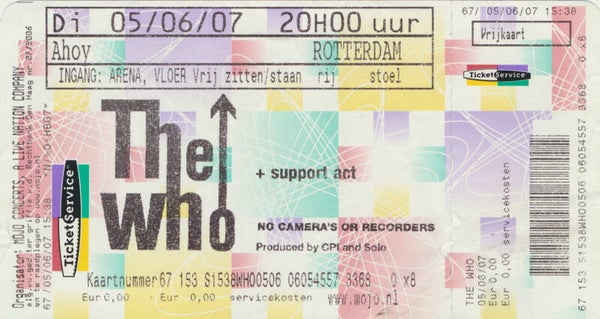 The Who - Rotterdam - 2007 [Holland] - Invitation Ticket Stub