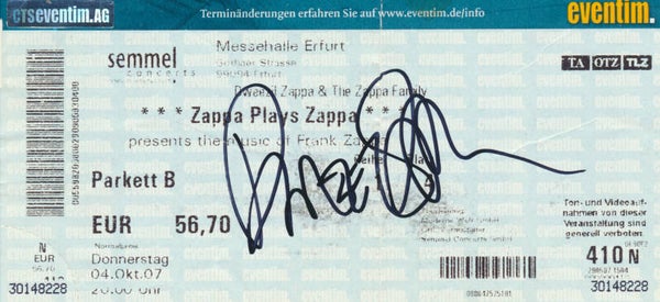 Zappa Plays Zappa - Erfurt - 2007 [Germany] - Ticket Stub + Autograph