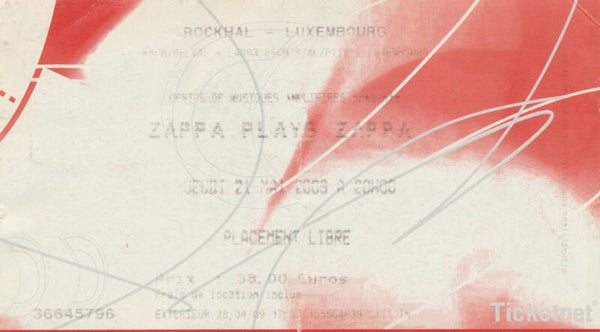 Zappa Plays Zappa - Luxembourg - 2009 [Luxemburg] - Ticket Stub
