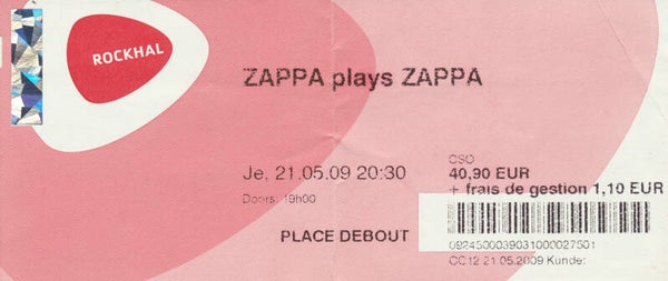 Zappa Plays Zappa - Luxembourg - 2009 [Luxemburg] - Ticket Stub