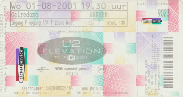 U2 - Gelredome, Arnhem - 2001 [Holland] - Ticket Stub