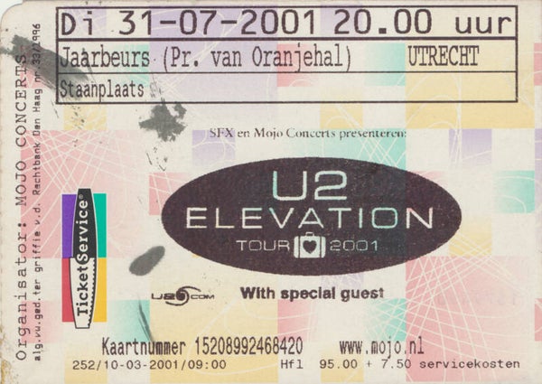 U2 - Jaarbeurs, Utrecht - 2001 [Holland] - Ticket Stub