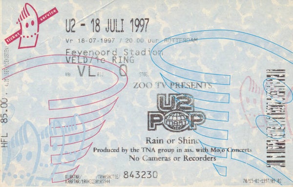 U2 - Rotterdam - 1997 [Holland] - Ticket Stub