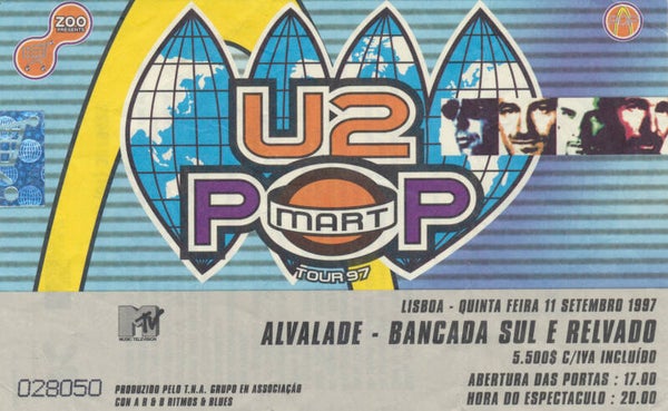 U2 - Lisbon - 1997 [Portugal] - Ticket Stub