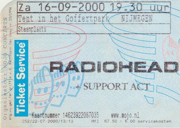 Radiohead - Sigur Rós - Nijmegen - 2000 [Holland] - Ticket Stub