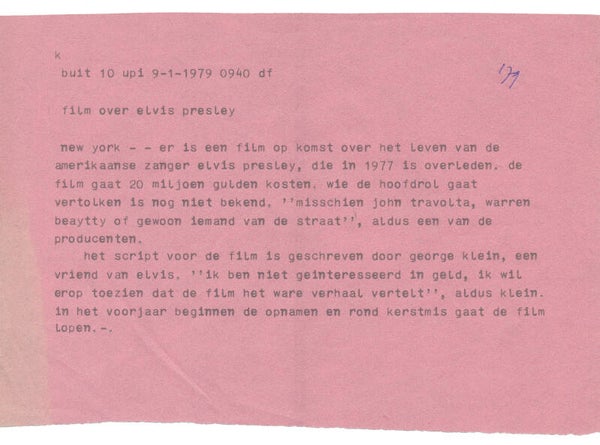 Elvis Presley - January 9, 1979 [Holland] - Telex