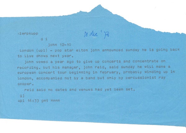 Elton John - December 10, 1978 [USA] - Telex