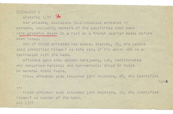The Grateful Dead - January 31, 1970 [USA] - Telex