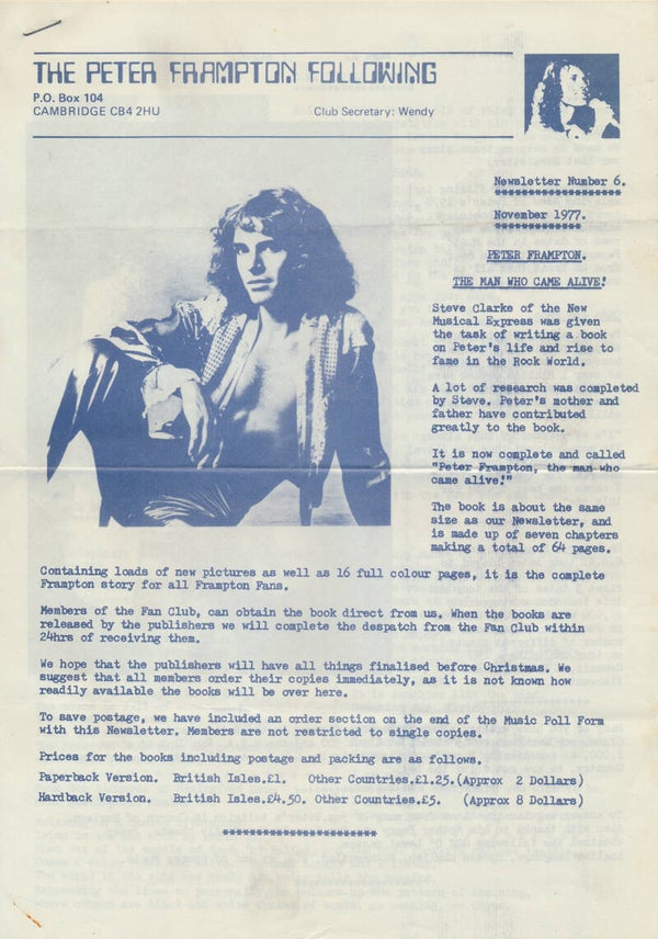 Peter Frampton - Following - November 1977 [UK] - Magazine