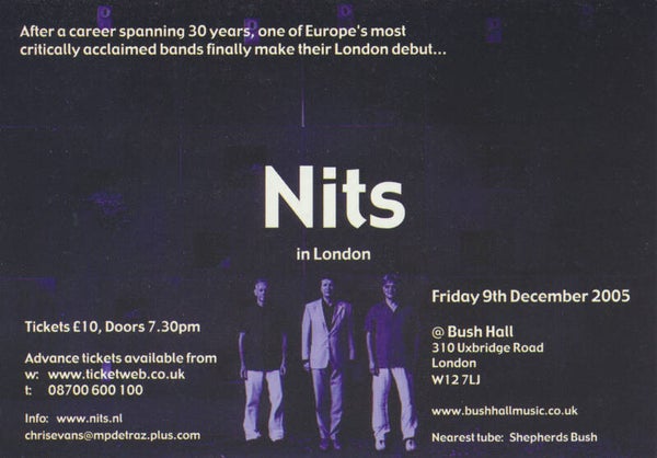 Nits - Bush Hall, London, December 9, 2005 [UK] - Promo Card
