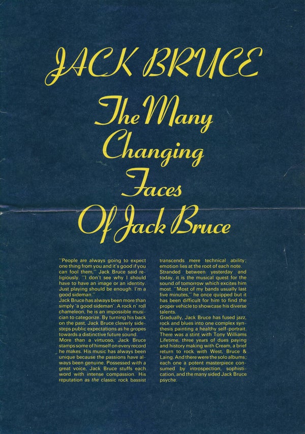 Jack Bruce - The Many Changing Faces Of Jack Bruce - February 1977 [UK] - Press Booklet