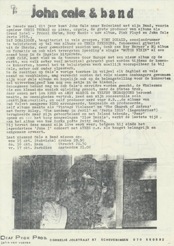Deaf Pygh Productions - October 1975 [Holland] - Press Release
