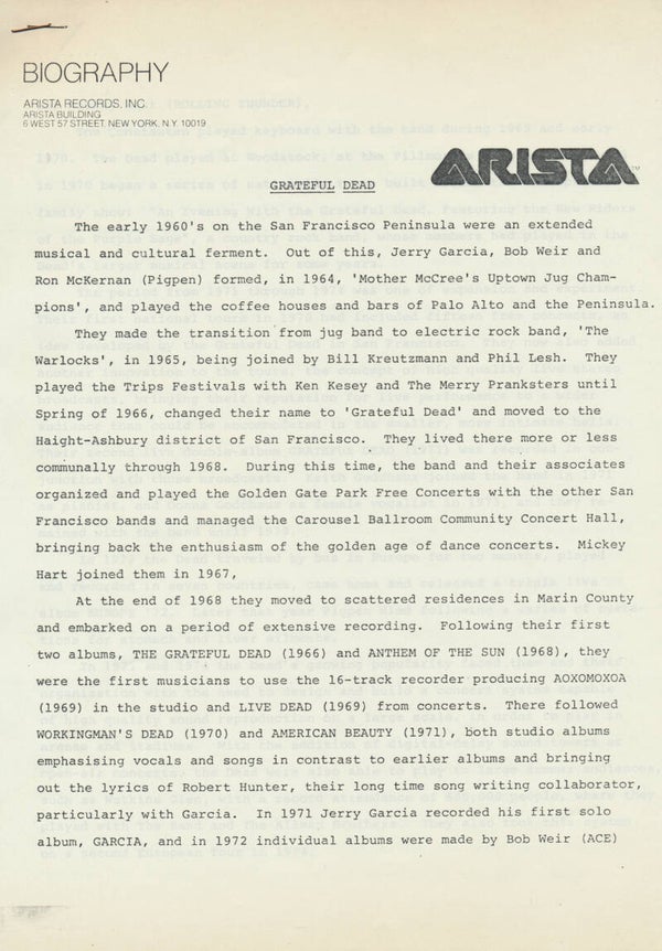 Grateful Dead - Dead Set - 1981 [USA] - Press Release