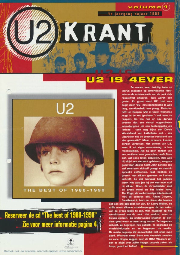 U2 - U2 Krant - The Best Of 1980-1990 - 1988 [Holland] - Sales Booklet
