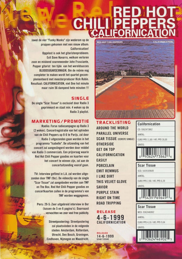 Red Hot Chili Peppers - Californication - May 1999 [Holland] - Press Kit