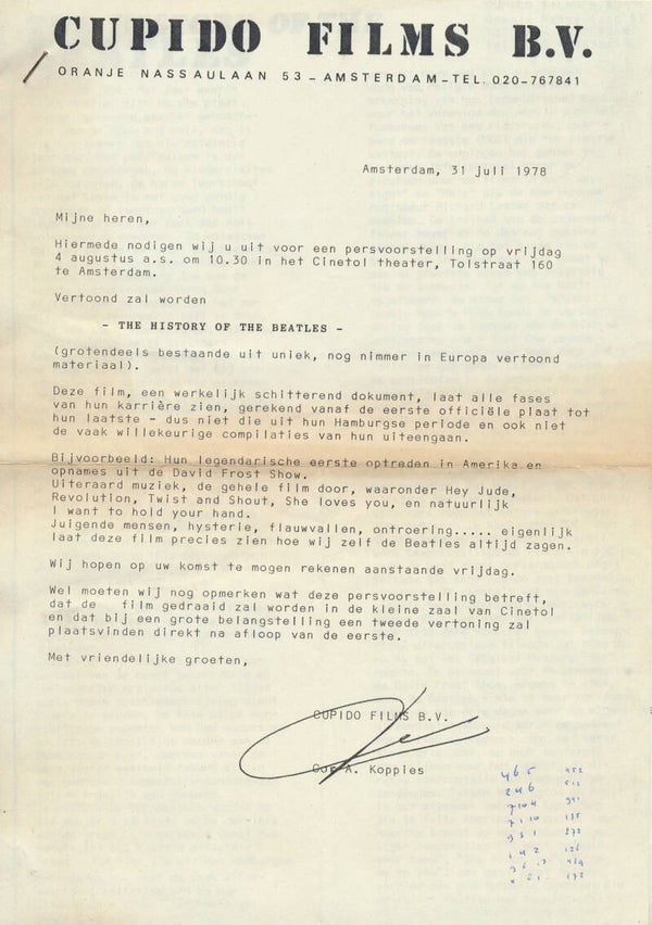 The Beatles - The History Of The Beatles - July 31, 1978 [Holland] - Press Release