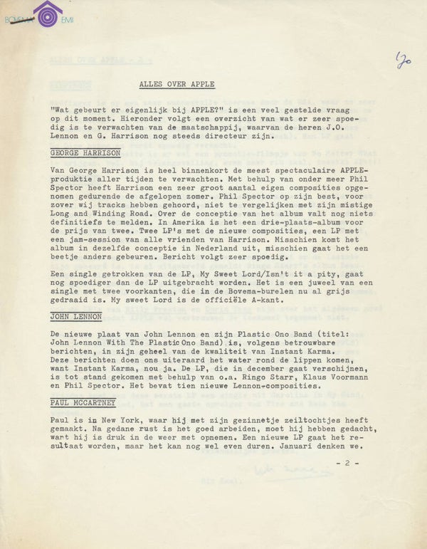 Alles Over Apple - 1970 [Holland] - Press Release