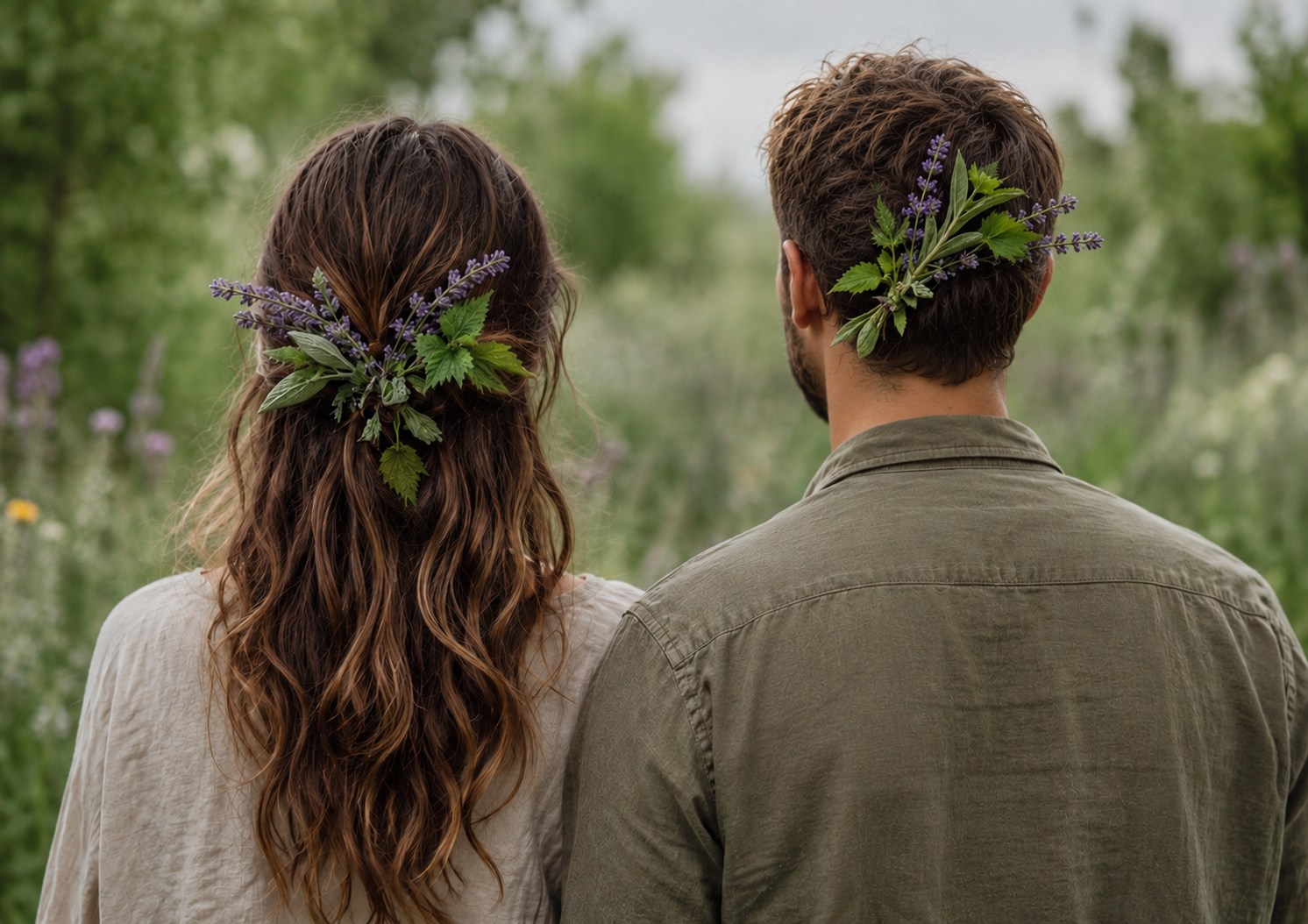 Foto van haar met kruiden en planten erin