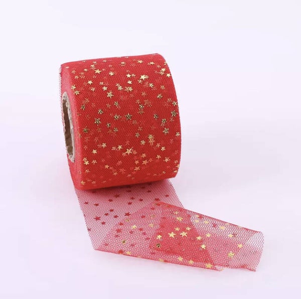 Tule goud ster rood 06