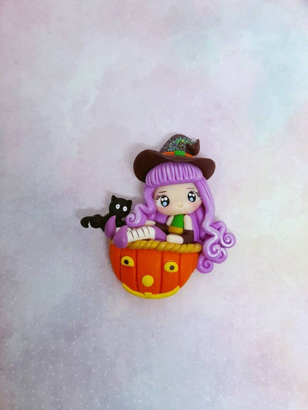 Pumpkin girl purple hair