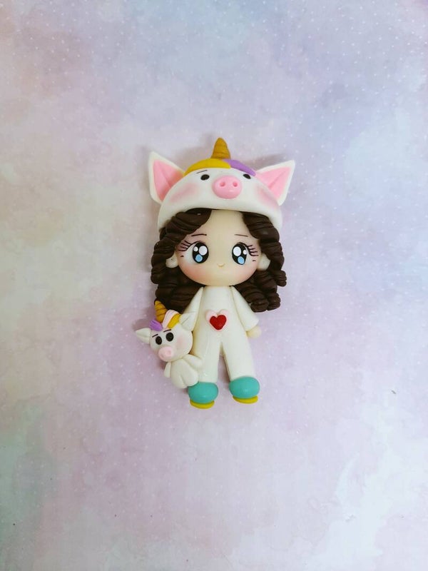 Unicorn girl brown hair