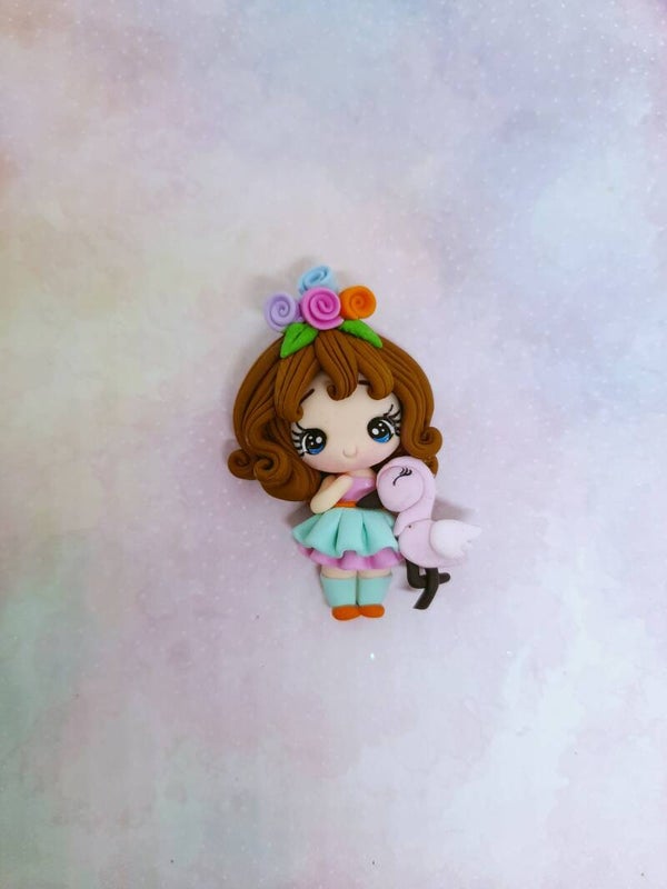 Girl with flamingo
