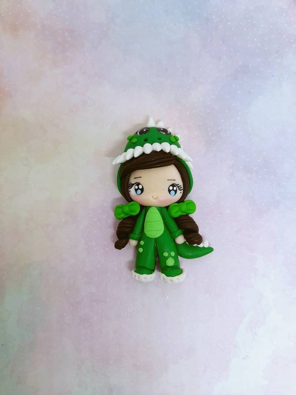 Girl dino green