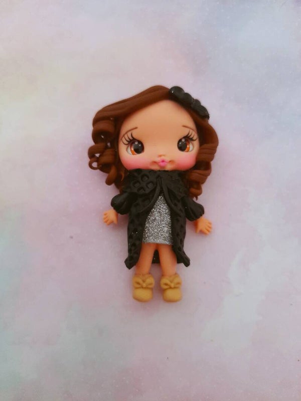Girl with glitter dress brown hair