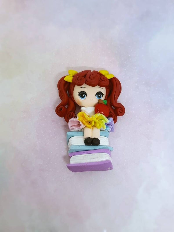 Girl with book red hair