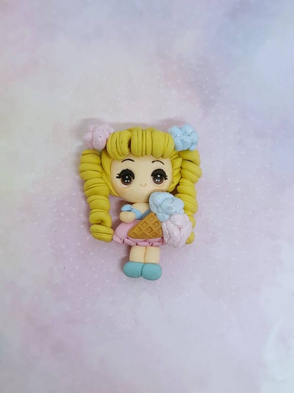 Ice cream cone girl blond hair