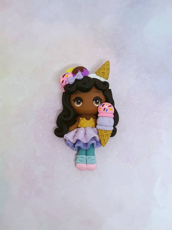 Ice cream cone girl black hair
