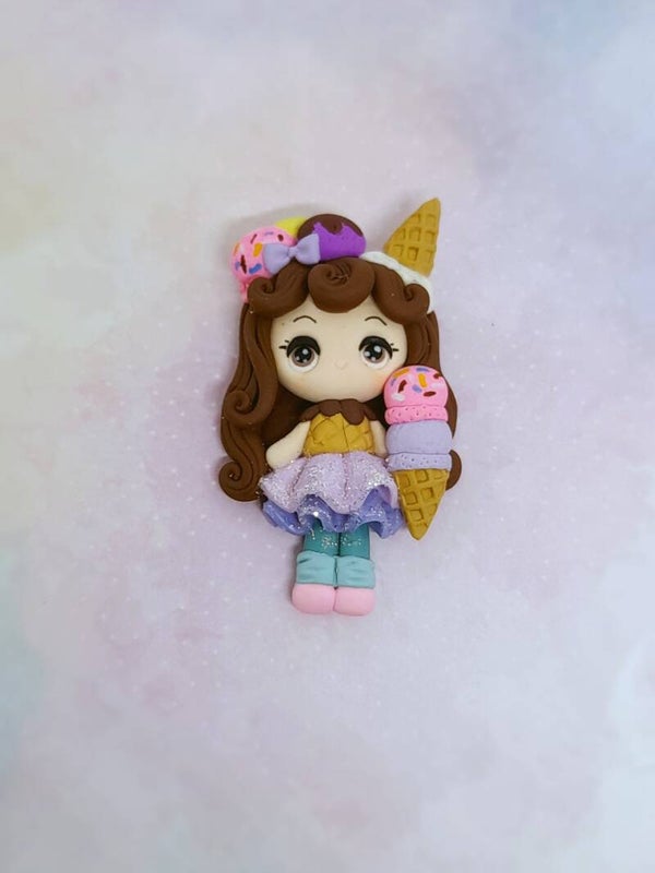 Ice cream cone girl brown hair