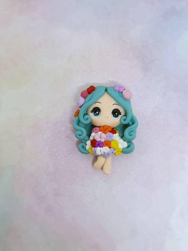 Flower girl green hair