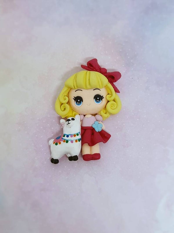Lama girl blond hair
