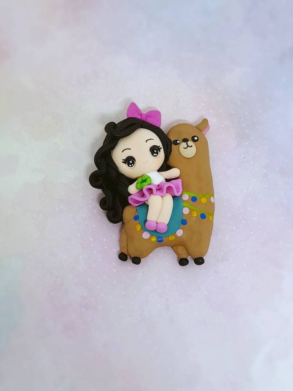 Brown lama girl black hair