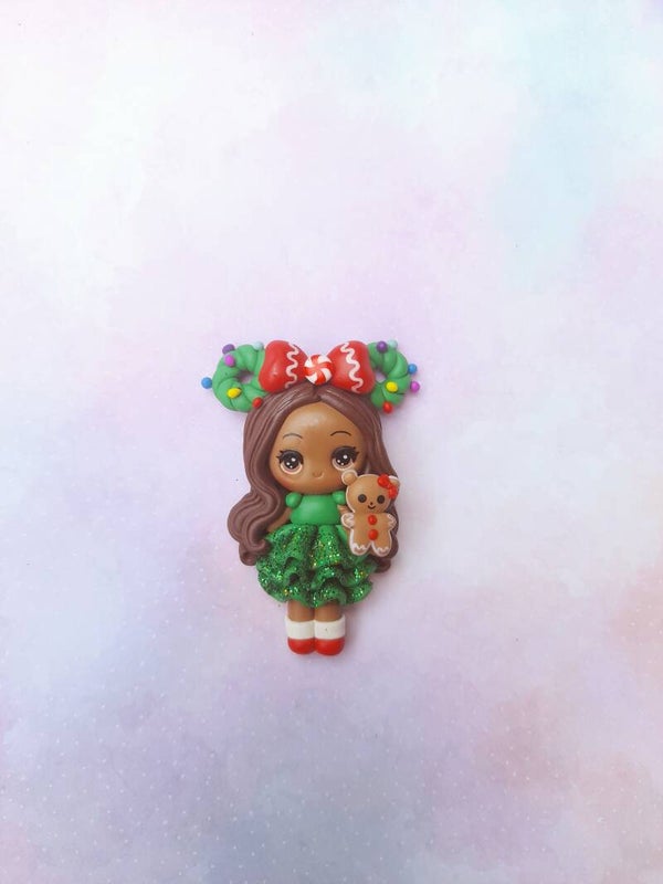 Christmas girl with ginger bear brunette
