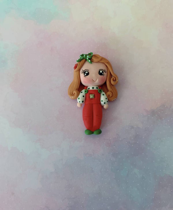 Kerst meisje tuinbroekje