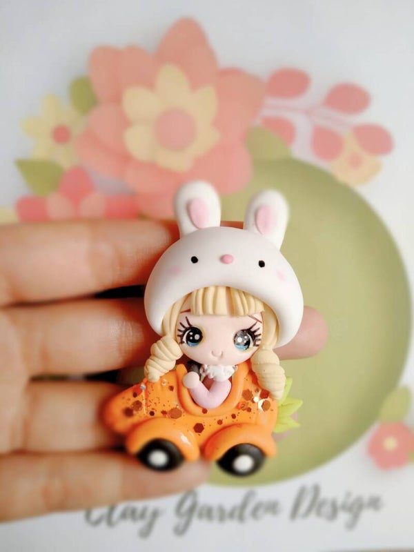 Easter girl on car