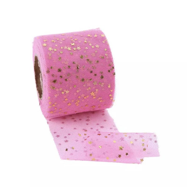 Tule goud ster roze 03
