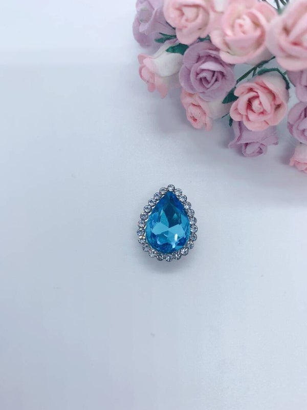 Steen ovaal blauw (zilver achterkant)