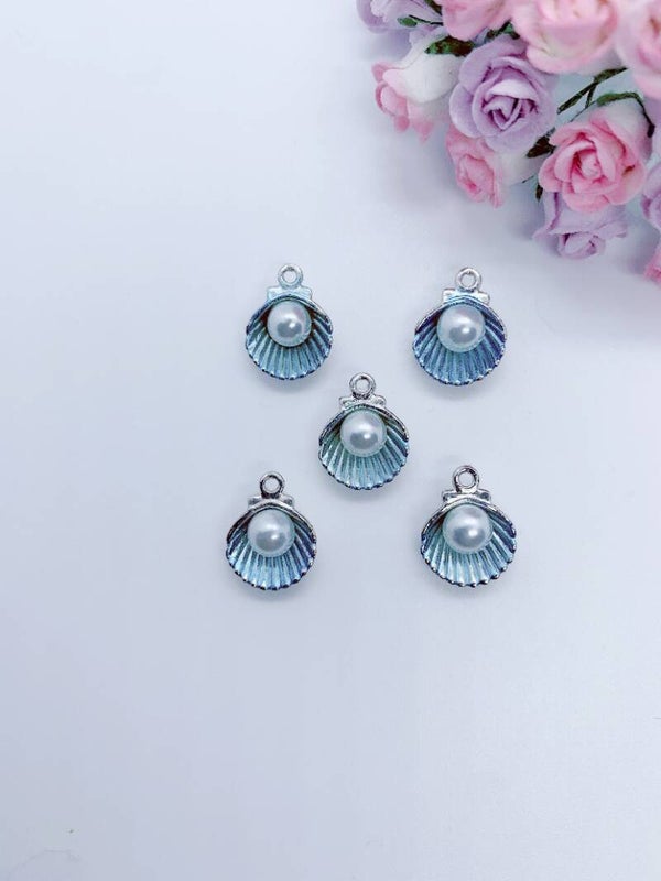 Schelp en parel blauw