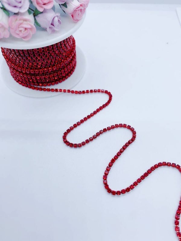 Strass ketting rood