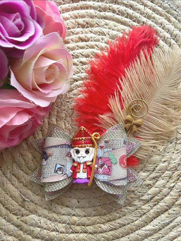 Sinterklaas Luxe strik Sint rood+goud