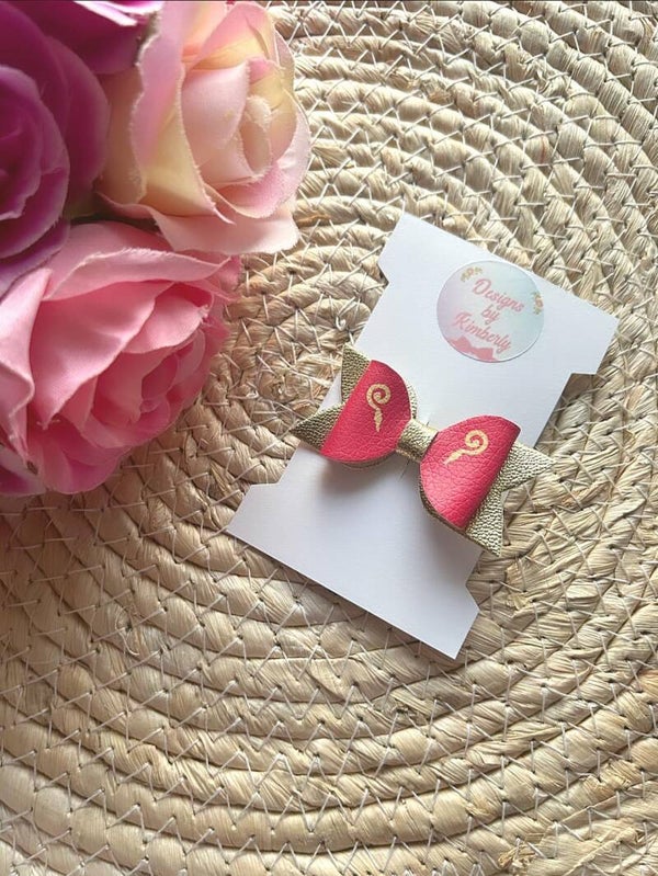Haarstrik staf goud met rood