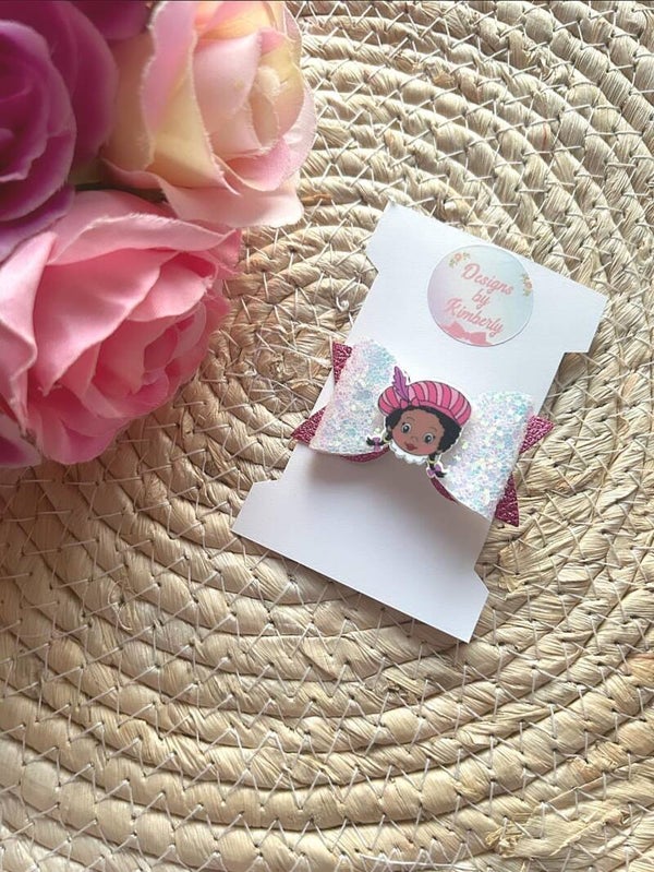 Haarstrik pepernoot Piet wit+fuschia