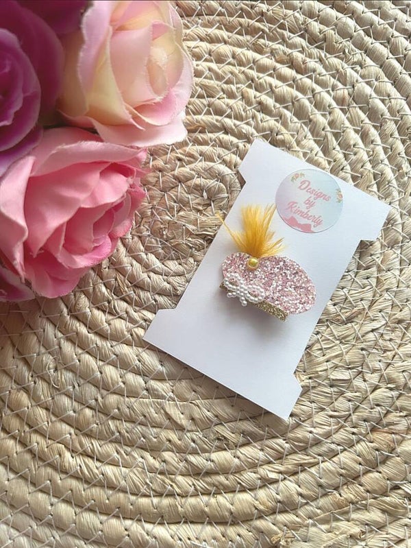 Haarstrik pietenmuts roze+geel
