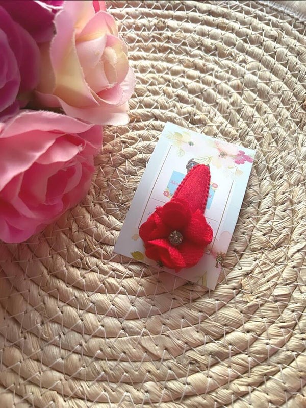 Klik-klak bloem rood met steen