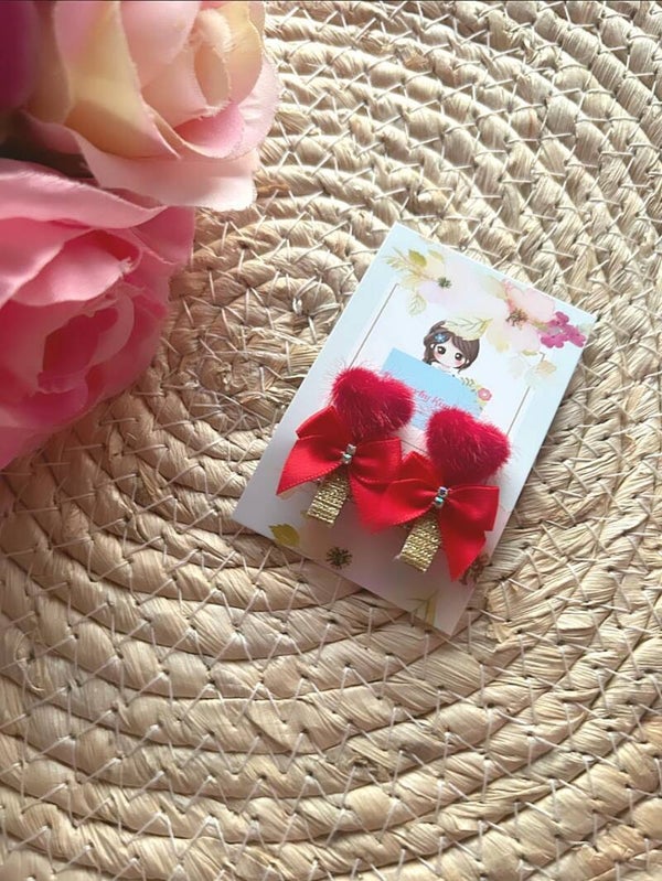 Hartjes fluweel set rood