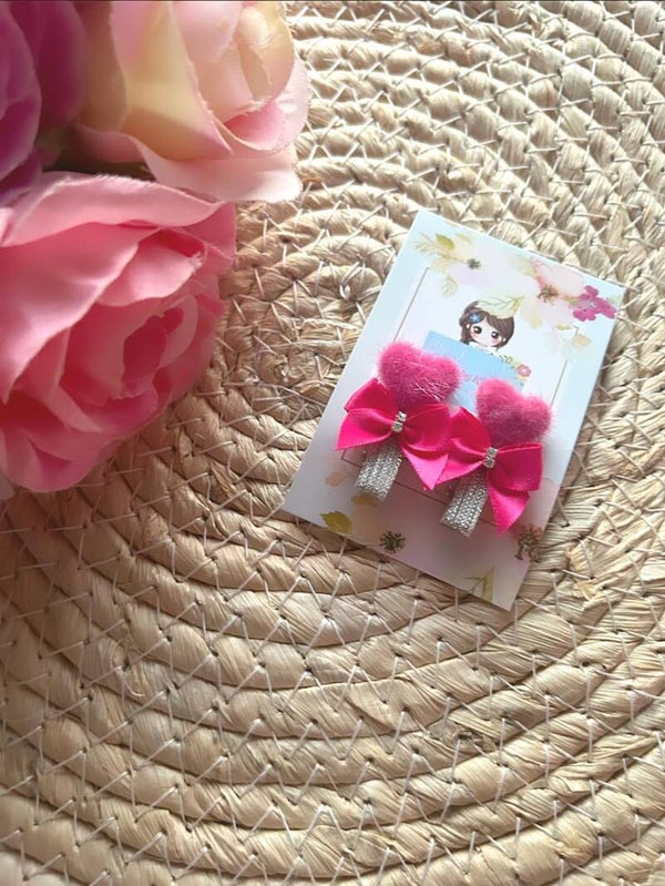 Hartjes fluweel set roze